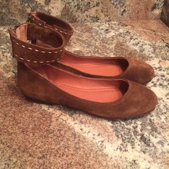 Frye Carson Ankle Strap Suede Ballet Flats - Picture 2 of 5